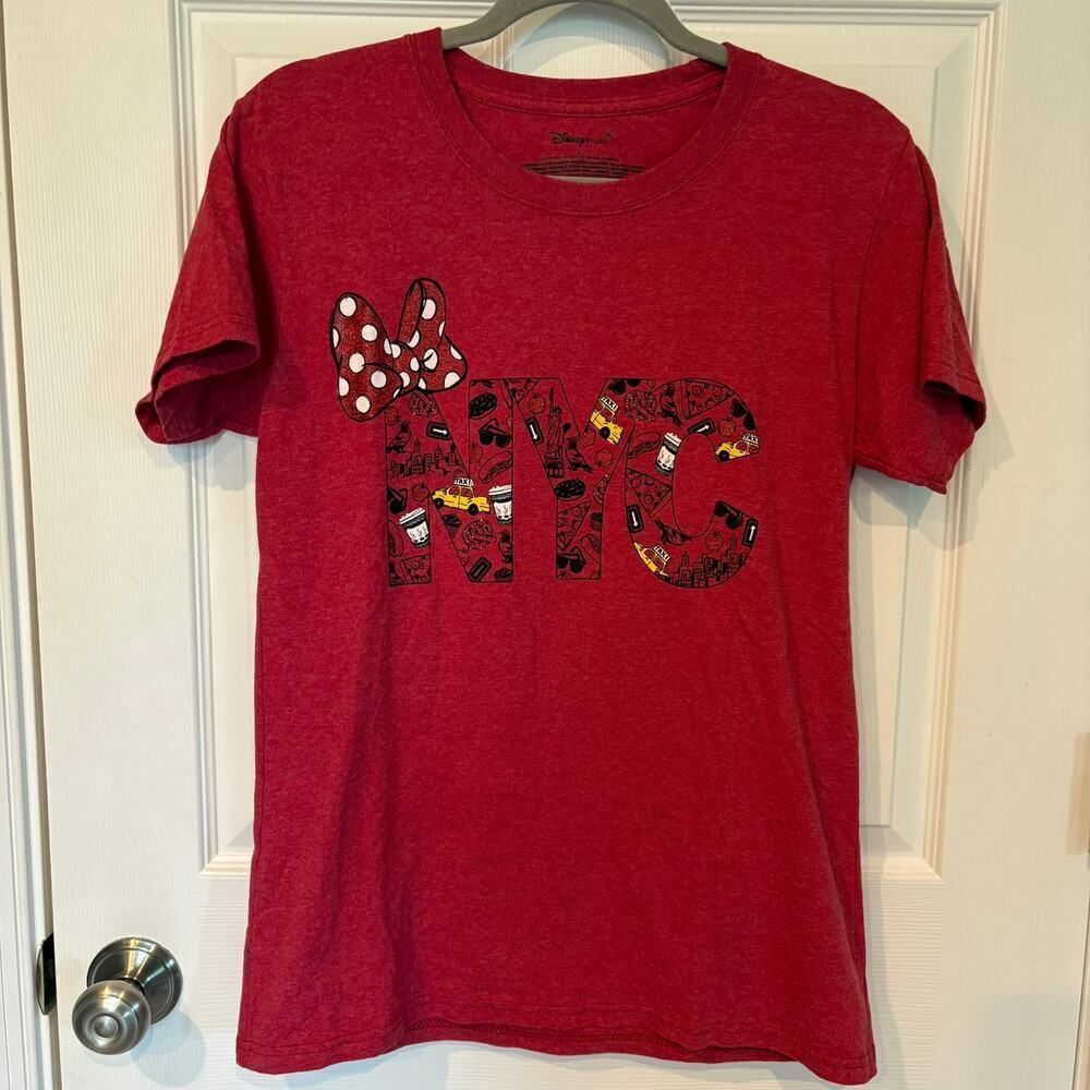 Disney Store NYC Print Minnie Mouse Bow Tee Red Large